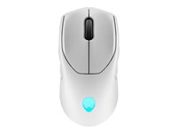 Alienware Tri-Mode Gaming Mouse AW720M - Mus - optisk - 8 knappar - kabelansluten, trådlös - USB, 2.4 GHz, Bluetooth 5.1 - månljus AW720M-W-DEAM