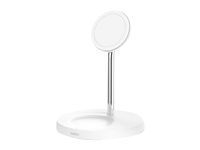 Belkin BoostCharge Pro MagSafe 2-in-1 - Trådlöst laddställ + växelströmsadapter - 15 Watt - Fast Charge - vit - för Apple AirPods; AirPods Pro; iPhone 12, 12 mini, 12 Pro, 12 Pro Max WIZ010VFWH