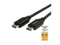 StarTech.com 10ft (3m) HDMI 2.0 Cable with Gripping Connectors, 4K 60Hz Premium Certified High Speed HDMI Cable with Ethernet, HDR10, 18Gbps, HDMI Video Cord for Monitor/TV, M/M, Black - Ultra HD HDMI Cord - Hög hastighet - HDMI-kabel - HDMI hane rak till HDMM3MLP