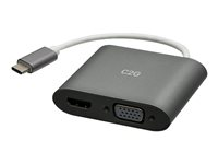C2G USB C to HDMI & VGA Dual Monitor Adapter - 4K 30Hz - White - Videokort - 24 pin USB-C hane vändbar till HDMI, 15 pin D-Sub (DB-15) hona - vit - stöd för 4K C2G29831