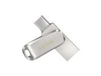 SanDisk Ultra Dual Drive Luxe - USB flash-enhet - 256 GB - USB 3.1 Gen 1 / USB-C - silver SDDDC4-256G-G46