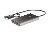 StarTech.com USB-C to Dual-HDMI Adapter, USB-C or A to 2x HDMI, 4K 60Hz, 100W PD Pass-Through, 1ft (30cm) Built-in Cable, External Video Graphics Adapter - USB to HDMI Multi-Monitor Converter for Laptop (109B-USBC-HDMI) - Videokort - TAA-kompatibel - USB typ A, USB-C hane till 2 x 19 pin HDMI Type A, USB-C hona - 30 cm - grå - stöd för 4K, aktiv 109B-USBC-HDMI