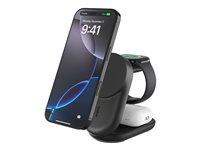 Belkin UltraCharge - Trådlöst laddställ - 3-i-1, magnetisk, vikbar, med Qi2 + växelströmsadapter - 25 Watt - Fast Charge - svart WIZ037KQBK