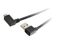 C2G USB 2.0 A Right Angle to Micro-USB B Right Angle Cable - USB-kabel - mikro-USB typ B (hane) till USB (hane) - 3 m - 90° anslutning, högervinklad kontakt - svart 81706